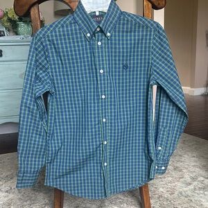 Polo by Ralph Lauren Men's Blue and Green Plaid Shirt